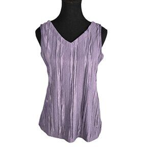 NWT | Luyaa Lavender Purple Pleated Vertical Texture V-Neck Tank Top | Small